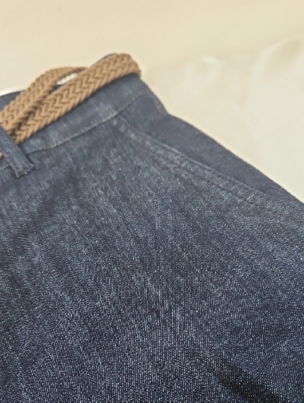 Zara NWT Braided Belt Chino Denim Pants, Size 4. - Picture 5 of 8